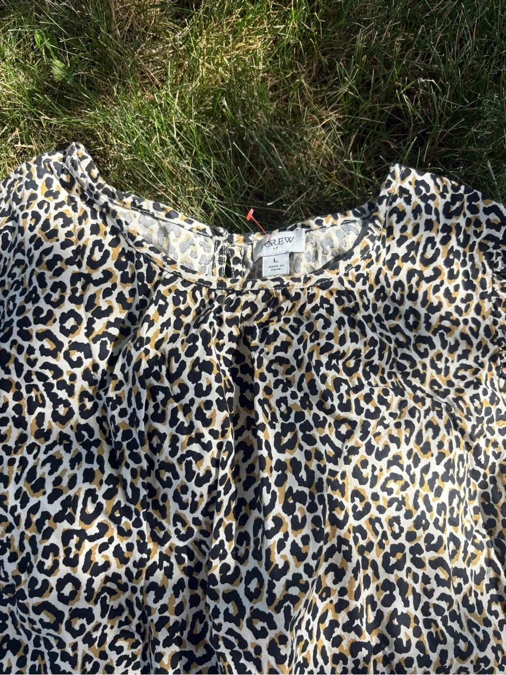 J. Crew Leopard Print Puff Sleeve Blouse in Tan and Black Large